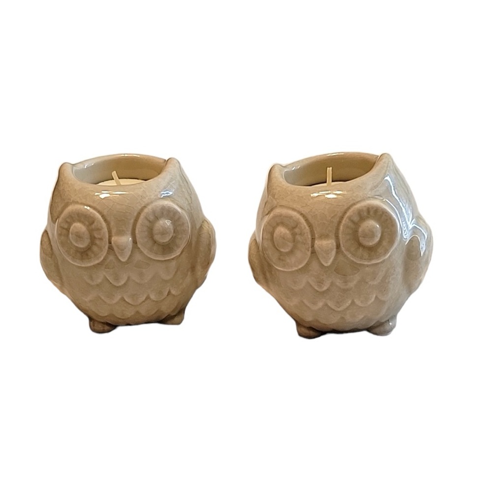 Pair of ceremic owl tealight holders...so cute! 3.5in tall